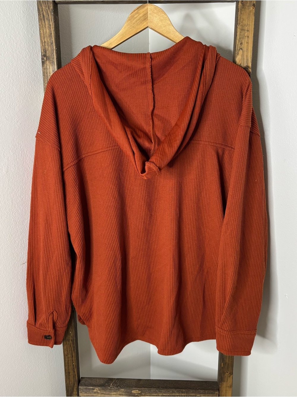 Time and Tru Rust Ribbed Button-Front Shacket Size L - Picture 6 of 6